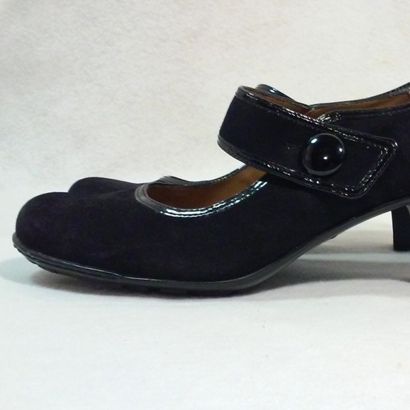Vintage Black Suede Mary Jane Heels Pinup Girl 40s Style Pumps, Size 9